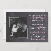 Tableau noir & rose Photo mariage Invitations (Devant)