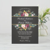 Tableau noir rustique et Faire-part de mariage flo (Debout devant)