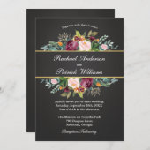 Tableau noir rustique et Faire-part de mariage flo (Devant / Derrière)