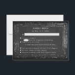 Tableau noir rustique RSVP avec choix de repas<br><div class="desc">Carte de réponse Rsvp avec choix de repas avec tableau noir et cadre à craie dessiné à la main.</div>