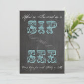 Tableau noir Sip et voir Invitation Baby shower bl (Debout devant)