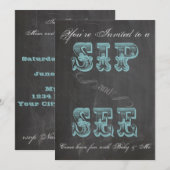 Tableau noir Sip et voir Invitation Baby shower bl (Devant / Derrière)