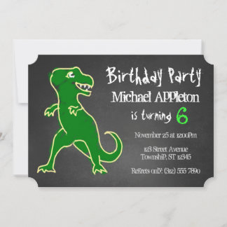 Tableau noir T-Rex Dinosaur Invitations d'annivers