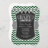 Tableau noir vert Chevron Baby shower Invitation (Devant / Derrière)