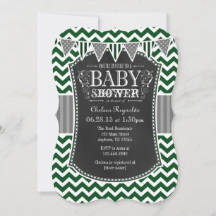 Tableau noir vert Chevron Baby shower Invitation