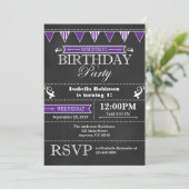 Tableau noir violet Invitation d'anniversaire (Debout devant)