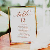 Tableau Numéro de table de script orange brûlé - T
