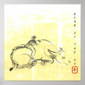 Tableau original Water Buffalo Child Ox Année SqP (Devant)