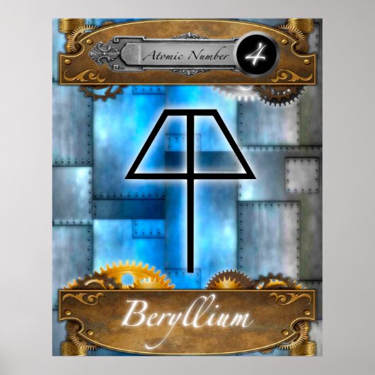 Tableau périodique Beryllium Numéro atomique #4 Po (Devant)