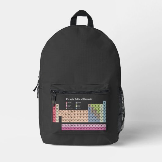 Tableau périodique des éléments Sac à dos noir (Recto)