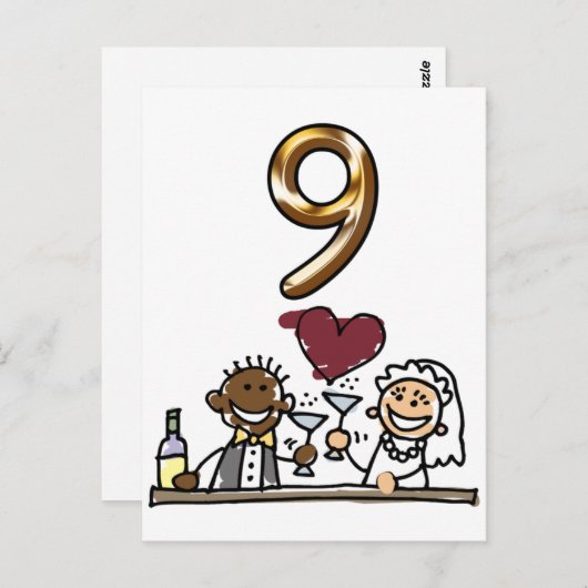 Tableau personnalisé Numéro 9 Cartes postales (Devant / Derrière)