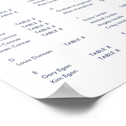 TABLEAU PLAN DE SIÈGE GRAPHIQUE Aquarelle bleu mod (Coin)