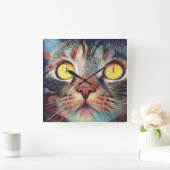 Tableau Portrait de chat Acrylique Horloge murale (Maison)