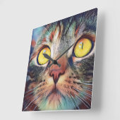 Tableau Portrait de chat Acrylique Horloge murale (Angle)