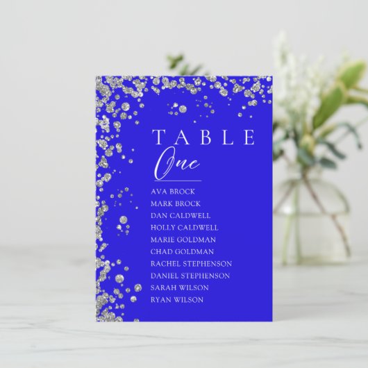 Tableau Royal Bleu Minimal Numéro de table Siège (Debout devant)