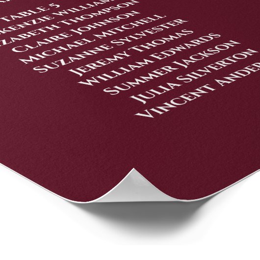 Tableau simple 8 Table Bourgogne Mariage (Coin)