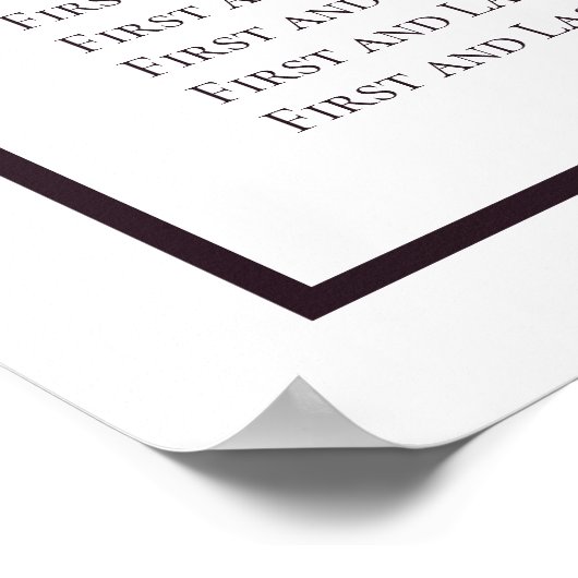 Tableau simple Mariage foncé et blanc (Coin)