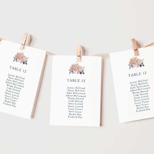 Tableau simple Rustique Floral Numéro de table Siè