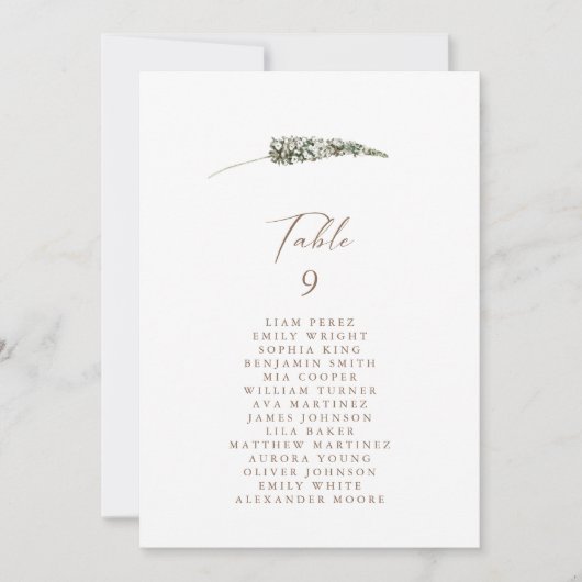 Tableau simple Rustique Floral Numéro de table Siè (Devant)