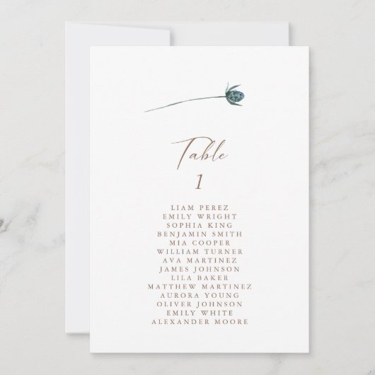 Tableau simple Rustique Floral Numéro de table Siè (Devant)