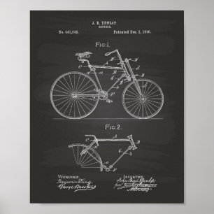 Tableau vintage d'art de brevet de la bicyclette