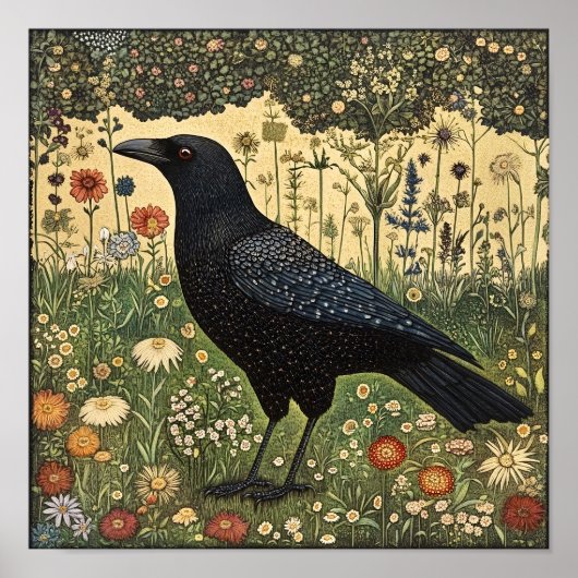Tableau Whimsical d'oiseaux de corbeau (Devant)