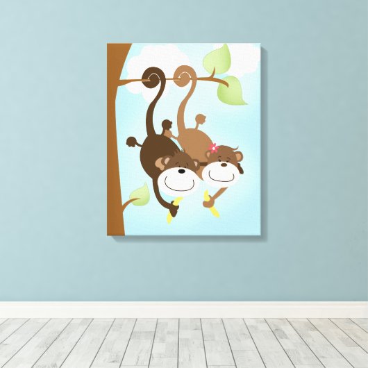 Tableaux en toile de singes deux mignons (Insitu (Plancher de Bois))
