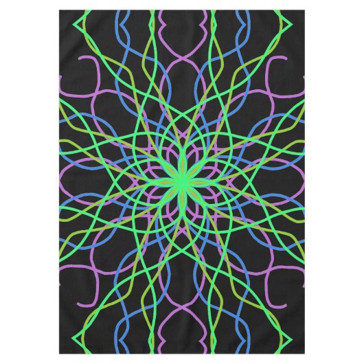 Tablecloth, Black Green Kaleidoscope Flower Tafelkleed (Voorkant)