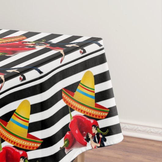 Tablecloth Black White Stripe Dansend Erybrero Tafelkleed (Voorbeeld)