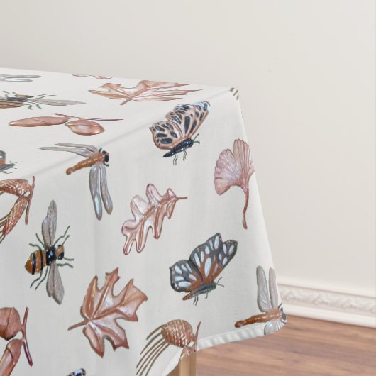 Tablecloth crème met natuur druk tafelkleed (Voorbeeld)