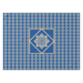 Tablecloth met gouden medaillons op blauw tafelkleed (Voorkant (Horizontaal))
