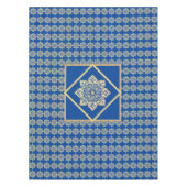 Tablecloth met gouden medaillons op blauw tafelkleed (Voorkant)