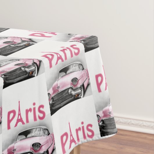 Tablecloth Paris Frankrijk Roze auto Tafelkleed (Voorbeeld)