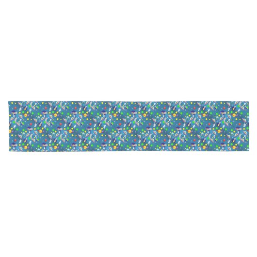 Tablecloth Runner Spaceship Stars Moon Planets Korte Tafelloper (Horizontaal)