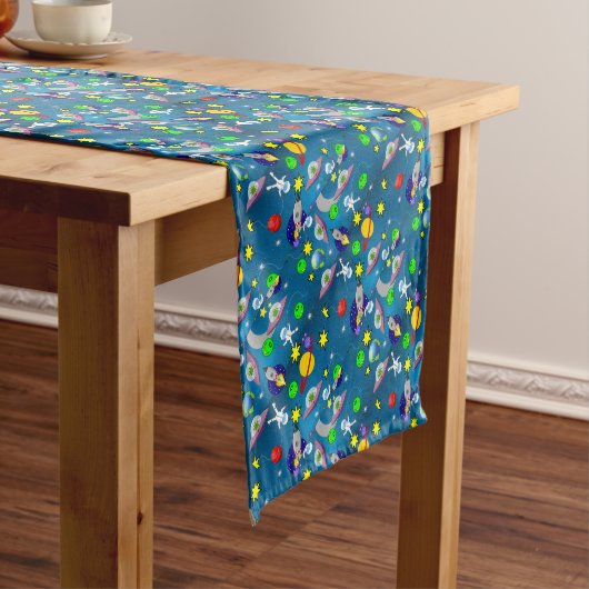 Tablecloth Runner Spaceship Stars Moon Planets Korte Tafelloper (Voorbeeld)