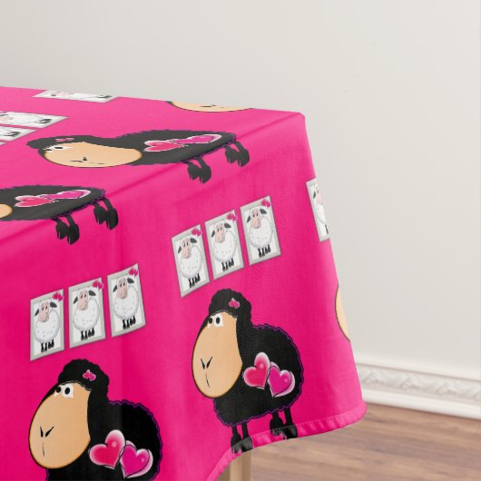 Tablecloth Sheep Pink Hearts Tafelkleed (Voorbeeld)