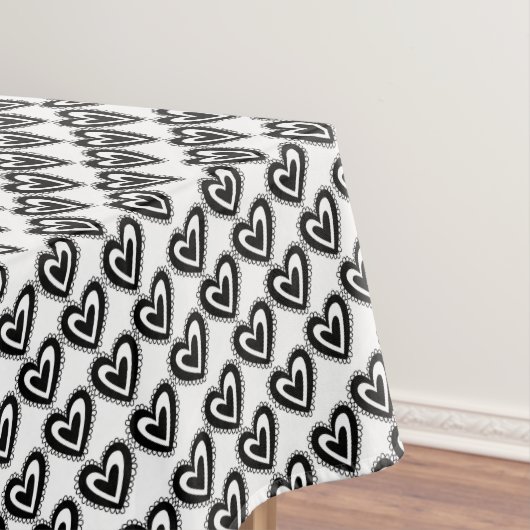 Tablecloth Valentijnsdag Black Hearts Tafelkleed (Voorbeeld)