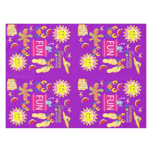 Tablecloth White Beach House Fun Sun Tafelkleed (Voorkant (Horizontaal))