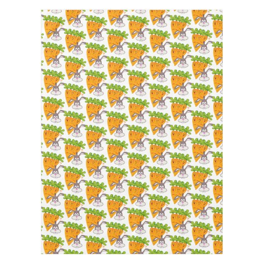 Tablecloth White Carrots Rabbit Tafelkleed (Voorkant)