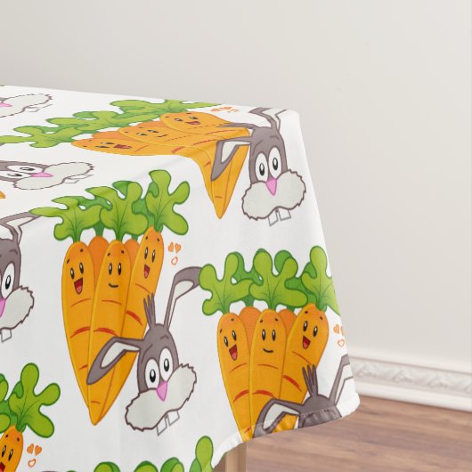 Tablecloth White Carrots Rabbit Tafelkleed (Voorbeeld)