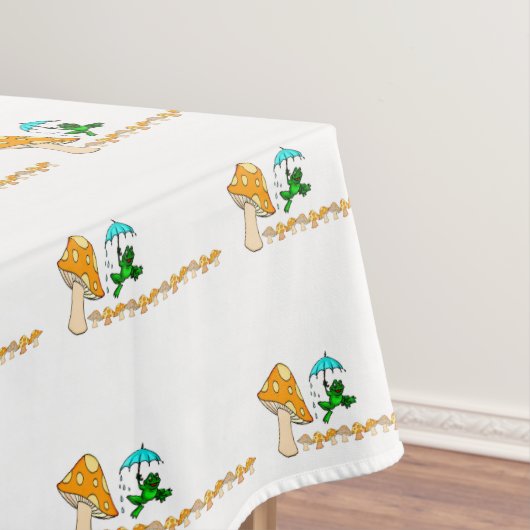 Tablecloth White Frog Ribbit Style Pushroom Tafelkleed (Voorbeeld)