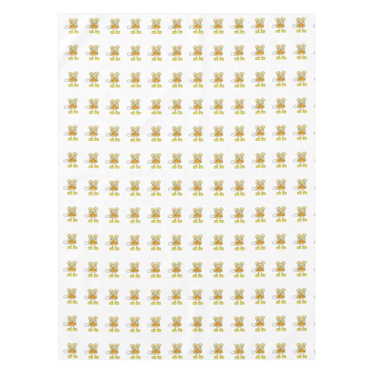 Tablecloth White Pizza Cheese Yellow Tafelkleed (Voorkant)