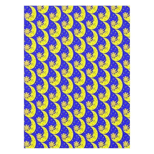 Tablecloth Yellow Sun Moon Stars Blue Tafelkleed (Voorkant)