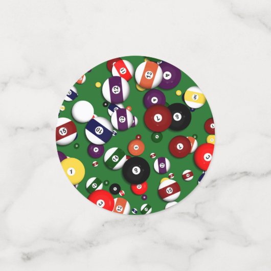 Tablefetti - Biljart en 4 Bal Confetti (Kleine voorkant)