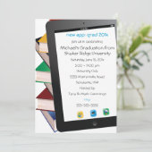Tablet Afstudeerder Afstuderen Uitnodiging (Staand voorkant)
