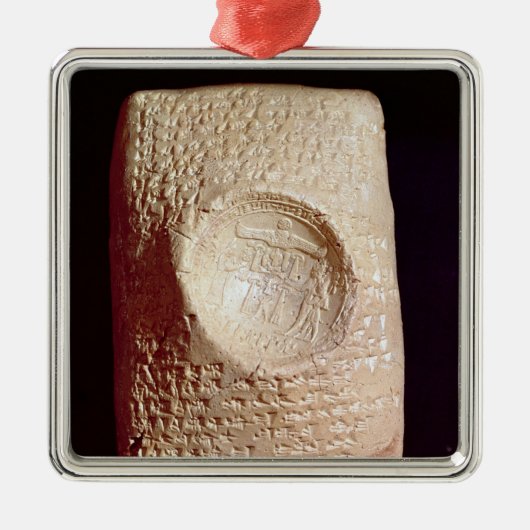 Tablet met inscriptie "cuneiform" metalen ornament (Voorkant)