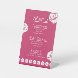 Tabletop afbeelding in frambozenvoetteken reclamebord met voetstuk