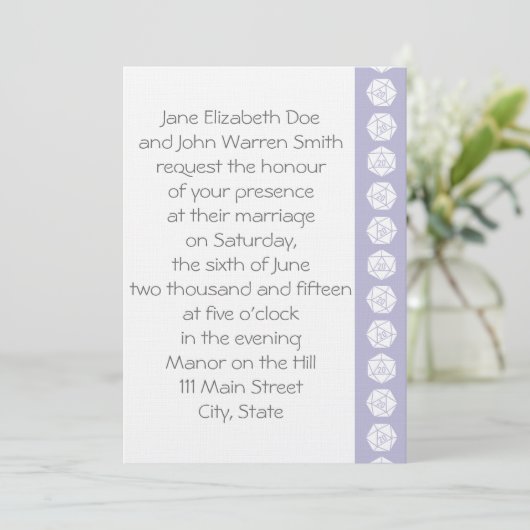 Tabletop Chic dans Lavender Faire-part de mariage (Debout devant)