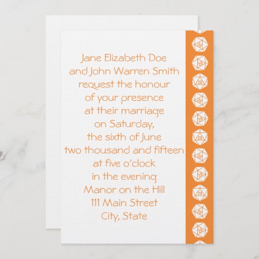 Tabletop Chic en Faire-part de mariage orange (Devant / Derrière)