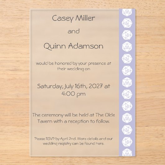 Tabletop Chic en lavande Invitation de mariage en (Recto)